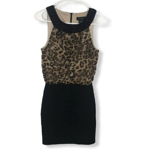 B Darlin Dresses & Skirts - B Darlin Dress Leopard Print Black Embellishment Neck Sleeveless Size 3/4